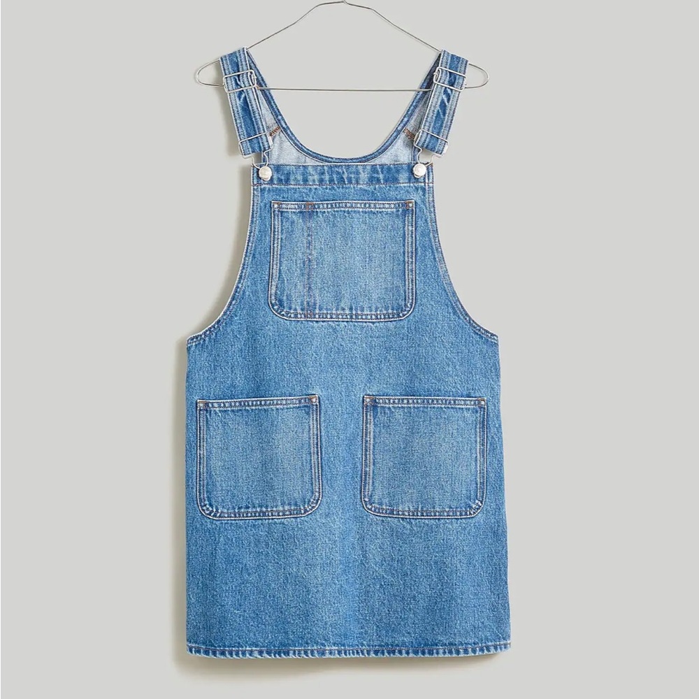 Denim Overall Mini Dress in Groveson Wash